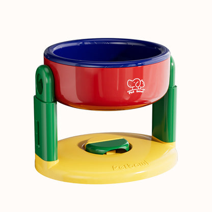 Slanted-mouthed tall bowl to prevent spilling
