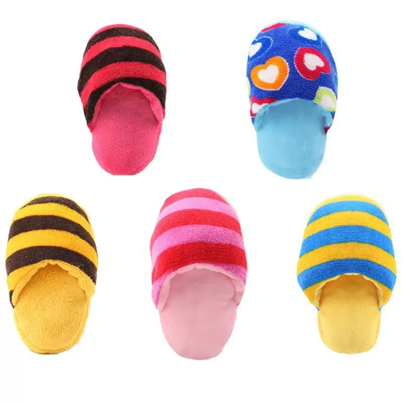 Plush Squeaky Dog Slipper Toy
