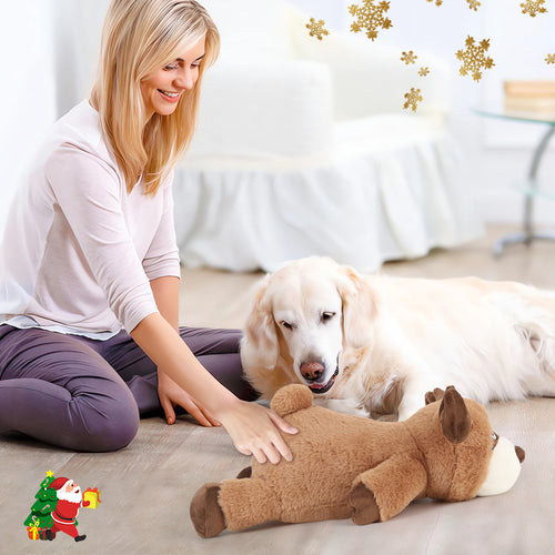 Plush Chewable Heartbeat Pet Toy with Bear and Reindeer