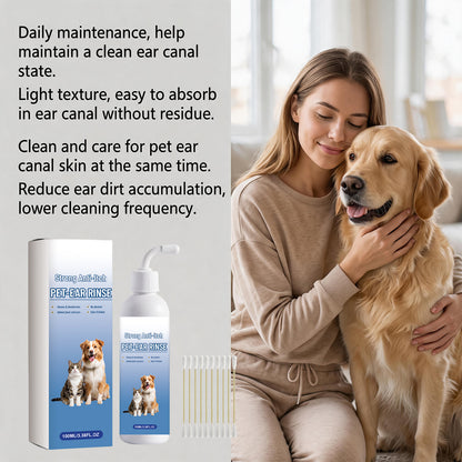 Pet Ear Cleaning Solution with Cotton Swabs