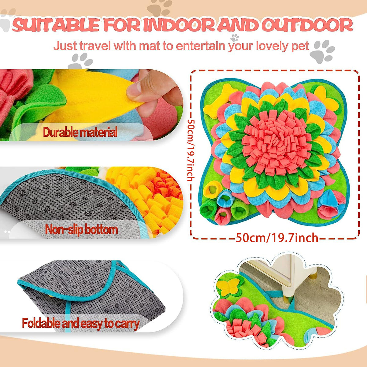Dog Sniffing Mat Slow Feeder Puzzle Toy