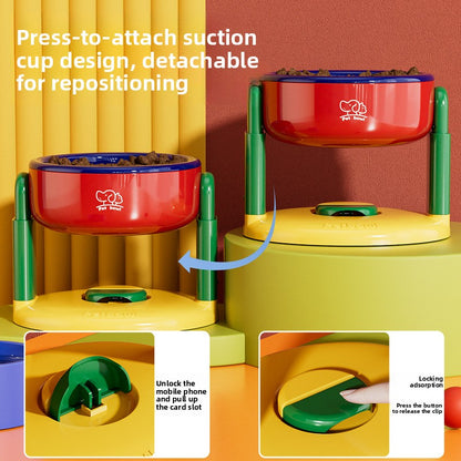 Slanted-mouthed tall bowl to prevent spilling