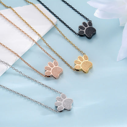 Stainless Steel Paw Print Perfume Necklace