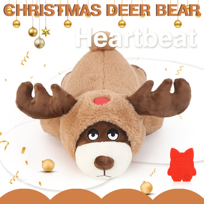 Plush Chewable Heartbeat Pet Toy with Bear and Reindeer