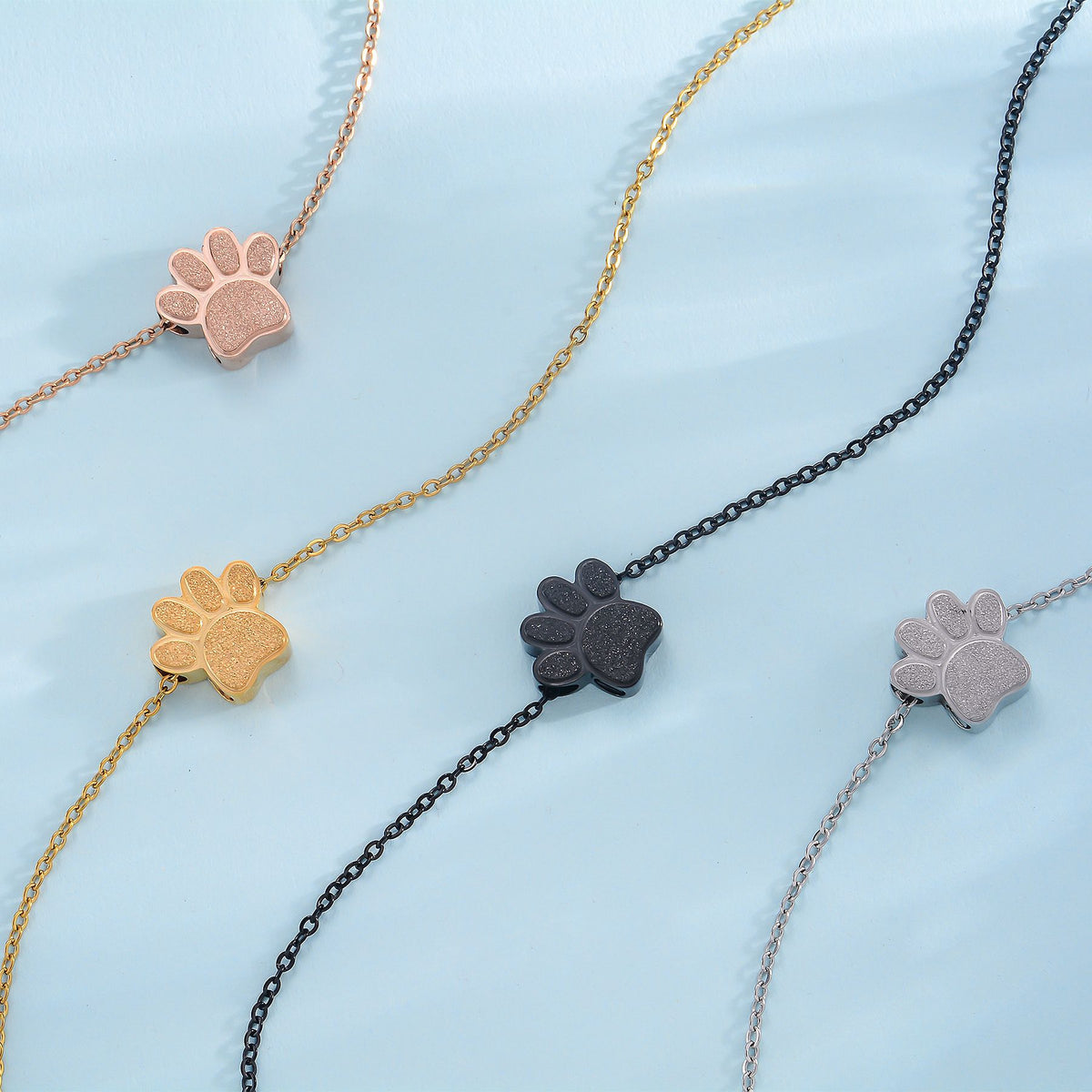 Stainless Steel Paw Print Perfume Necklace