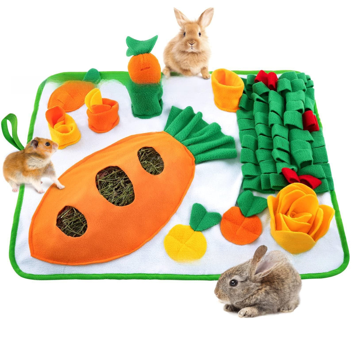 Rabbit Foraging Mat with Carrot Toys