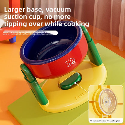 Slanted-mouthed tall bowl to prevent spilling