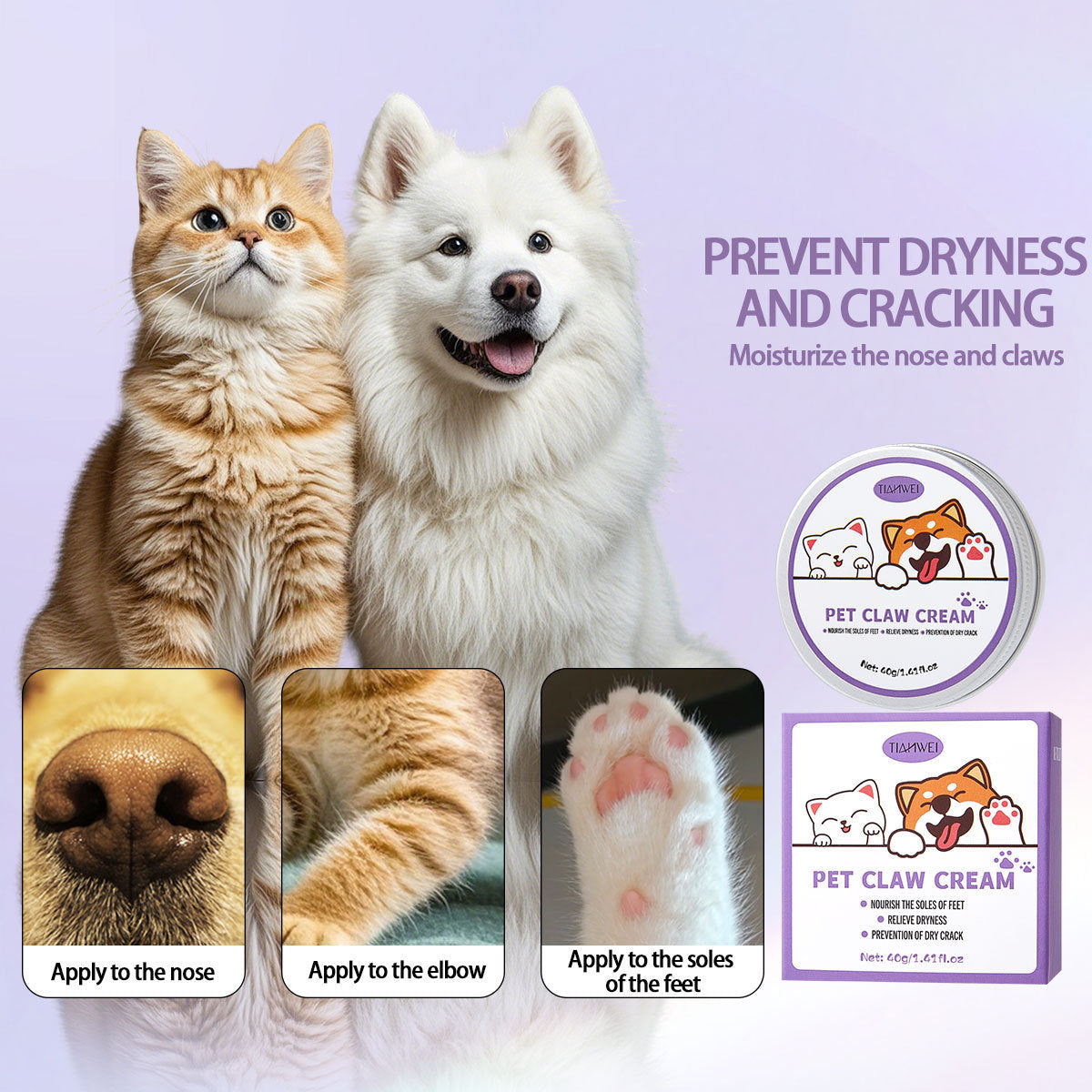 Cat and Dog Paw Cream, Anti-Dry and Cracked Paw Pads