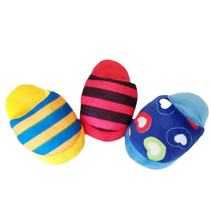 Plush Squeaky Dog Slipper Toy