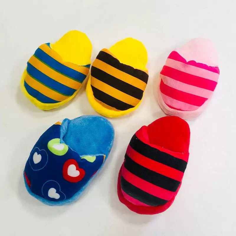 Plush Squeaky Dog Slipper Toy