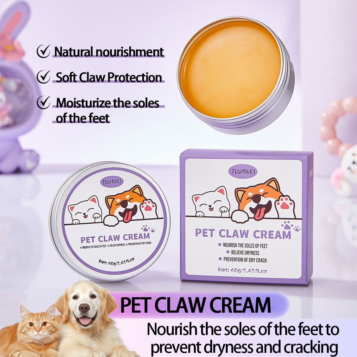 Cat and Dog Paw Cream, Anti-Dry and Cracked Paw Pads