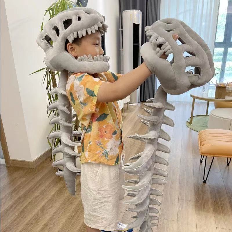Dog Headgear Funny Decoration Dinosaur Skeleton Doll Hat Funny Skeleton Plush Toy Pet Headwear Accessories